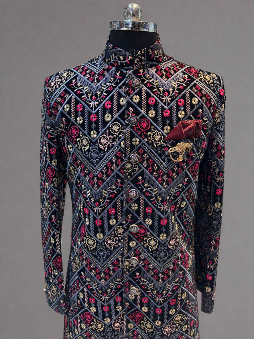 Multicolor Embroidered Sherwani with Chudidar Pajama #MS104