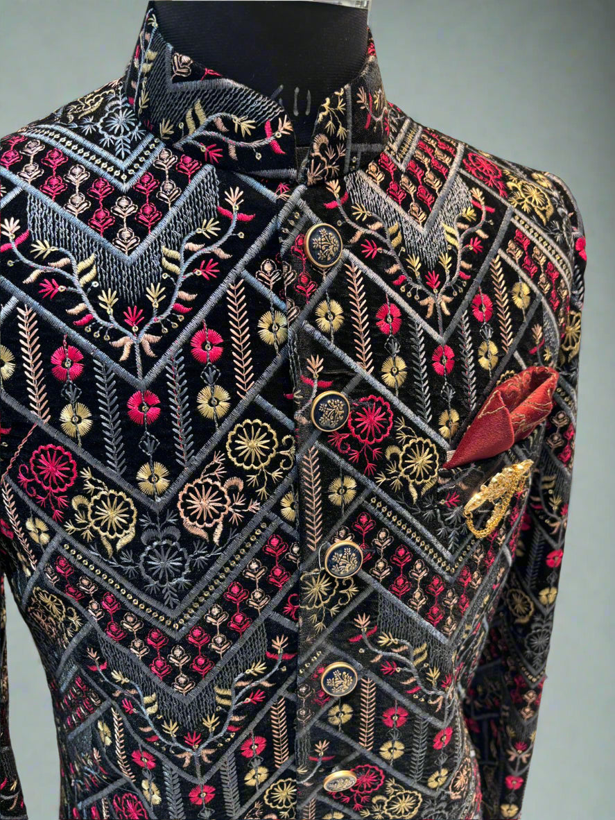 Multicolor Embroidered Sherwani with Chudidar Pajama #MS104