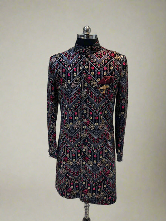 Multicolor Embroidered Sherwani with Chudidar Pajama #MS104