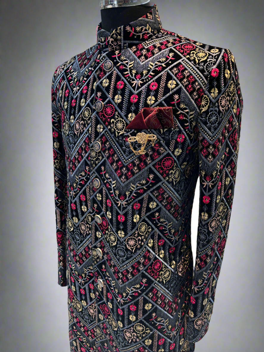 Multicolor Embroidered Sherwani with Chudidar Pajama #MS104