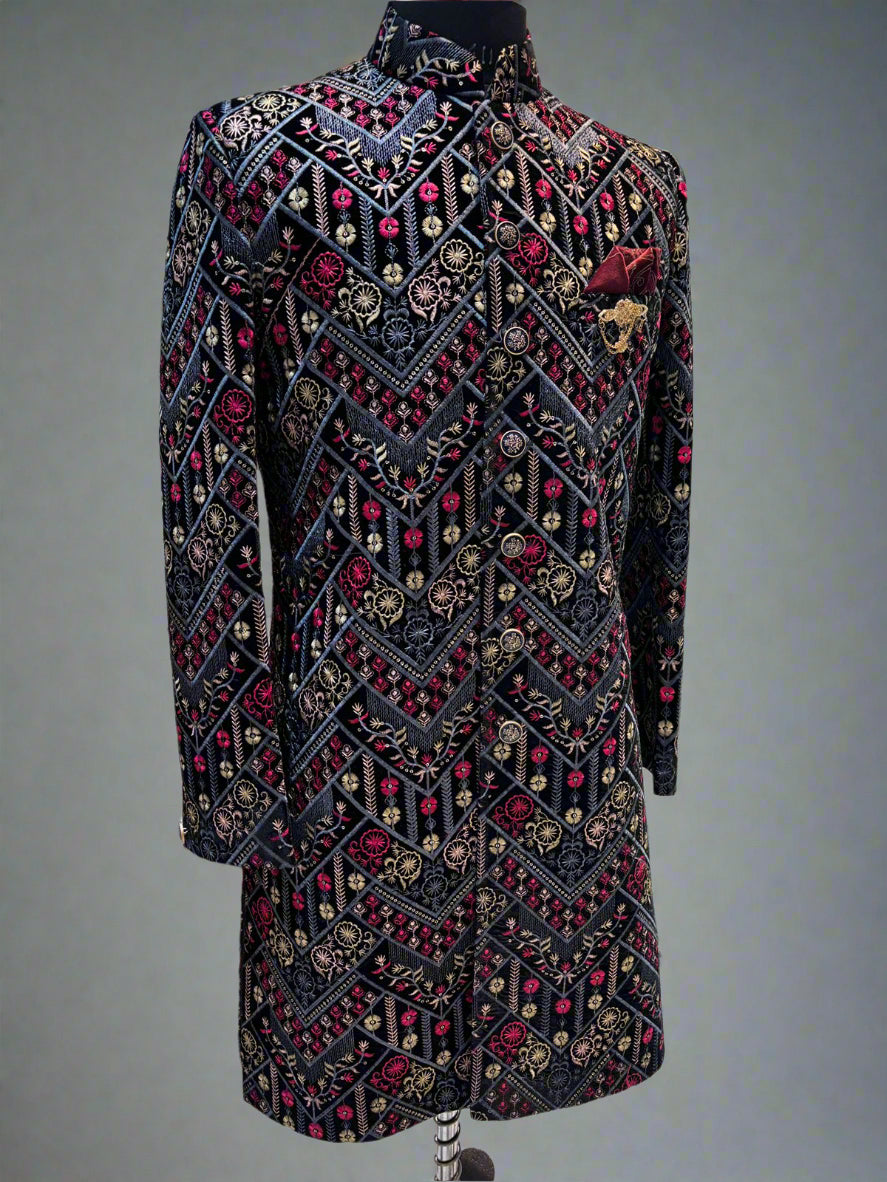 Multicolor Embroidered Sherwani with Chudidar Pajama #MS104