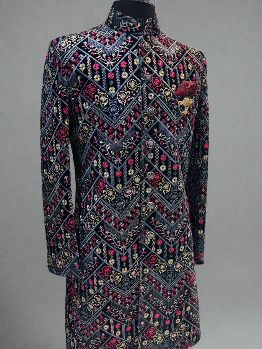 Multicolor Embroidered Sherwani with Chudidar Pajama #MS104