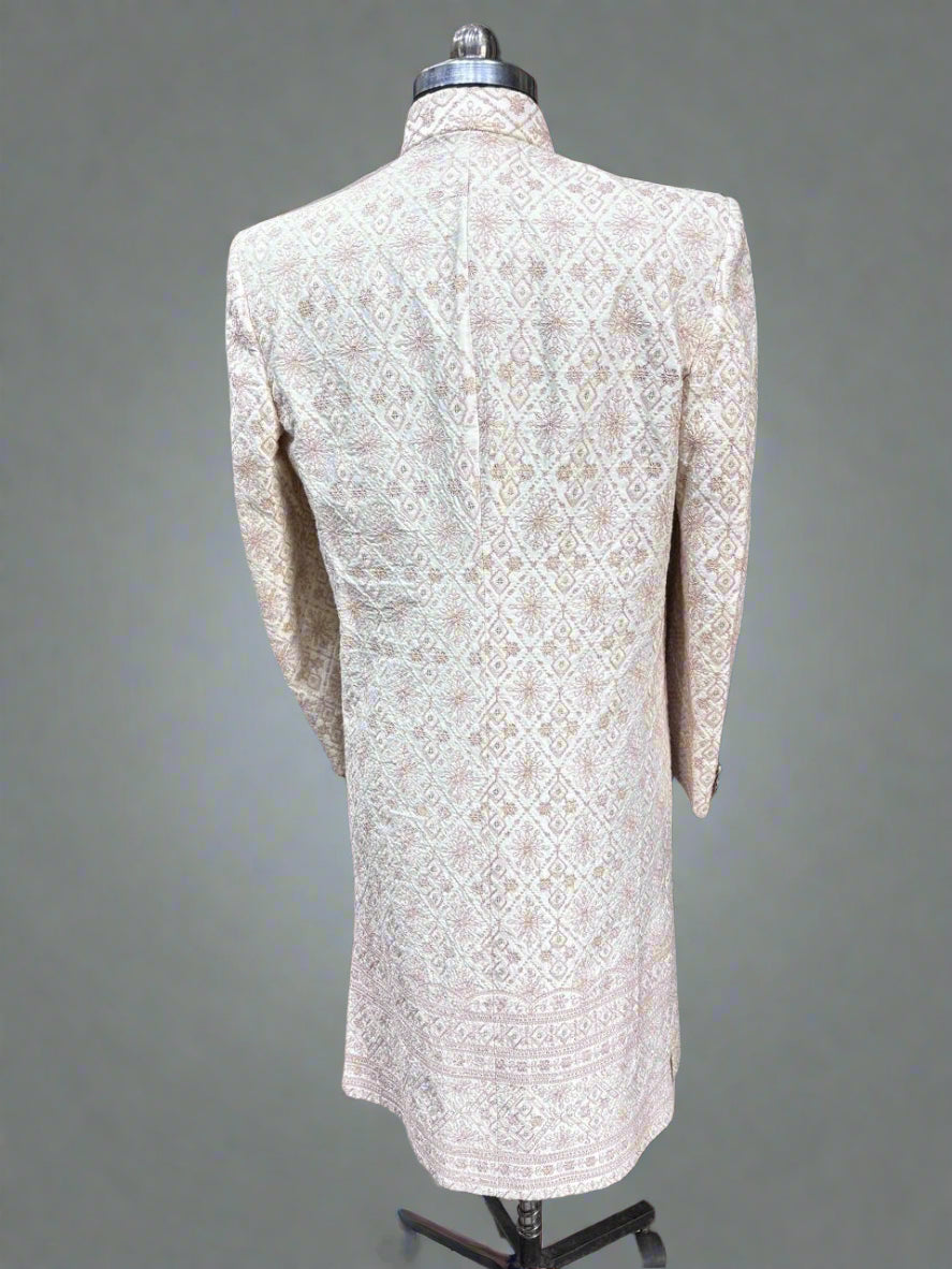 White and cream chikankari Sherwani  #MS101