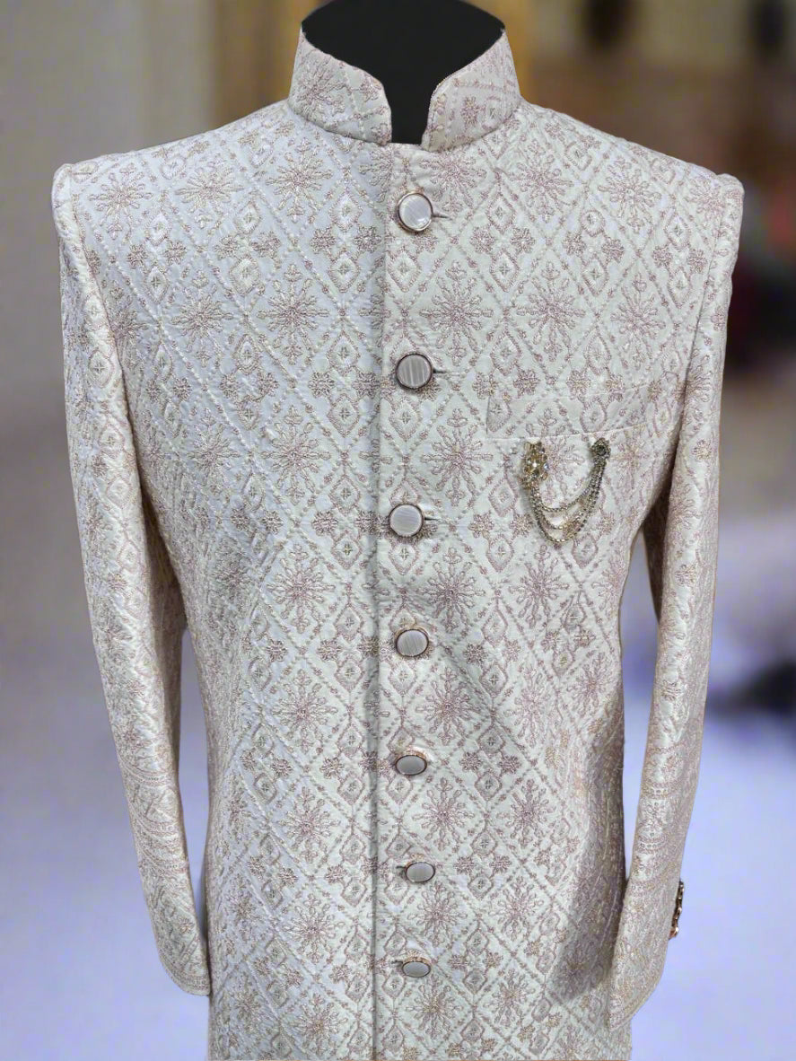 White and cream chikankari Sherwani  #MS101