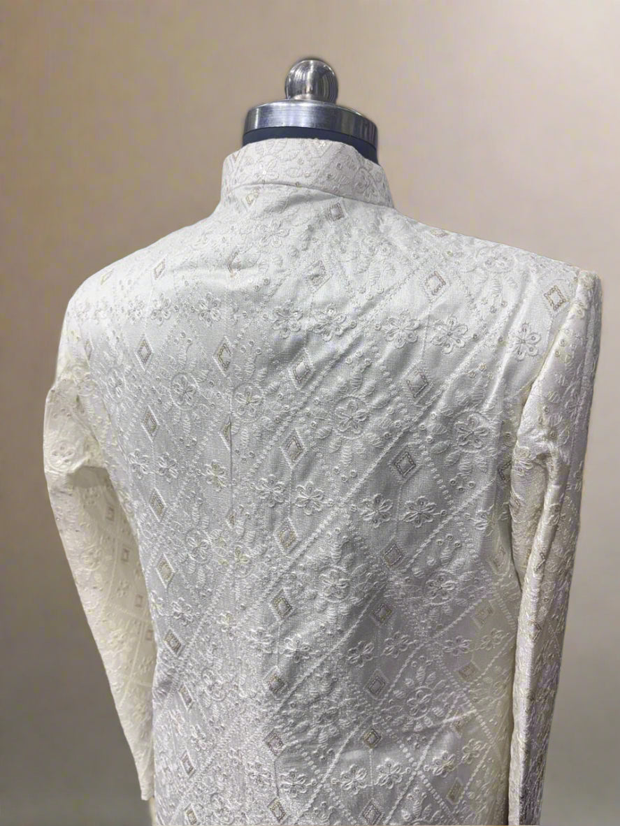 Cream Embroidered Sherwani #MS102