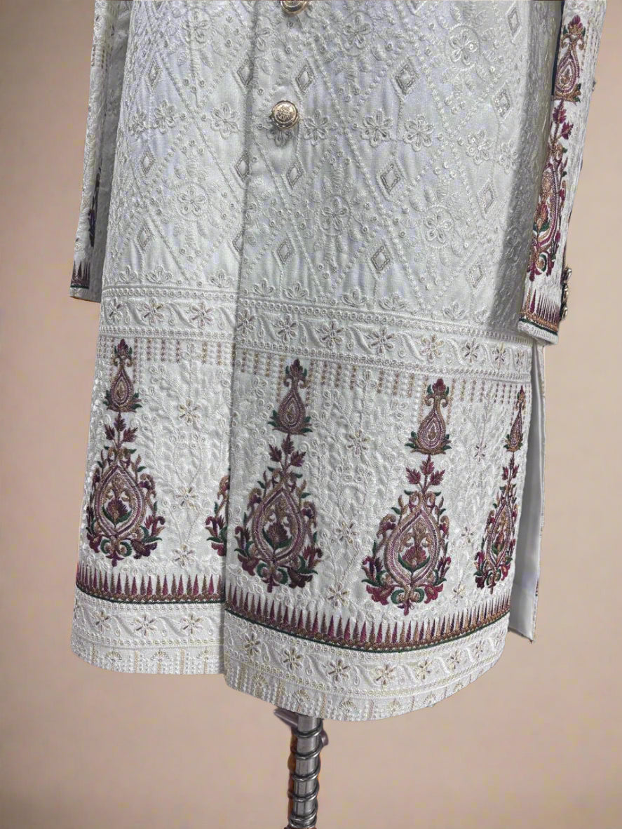 Cream Embroidered Sherwani #MS102