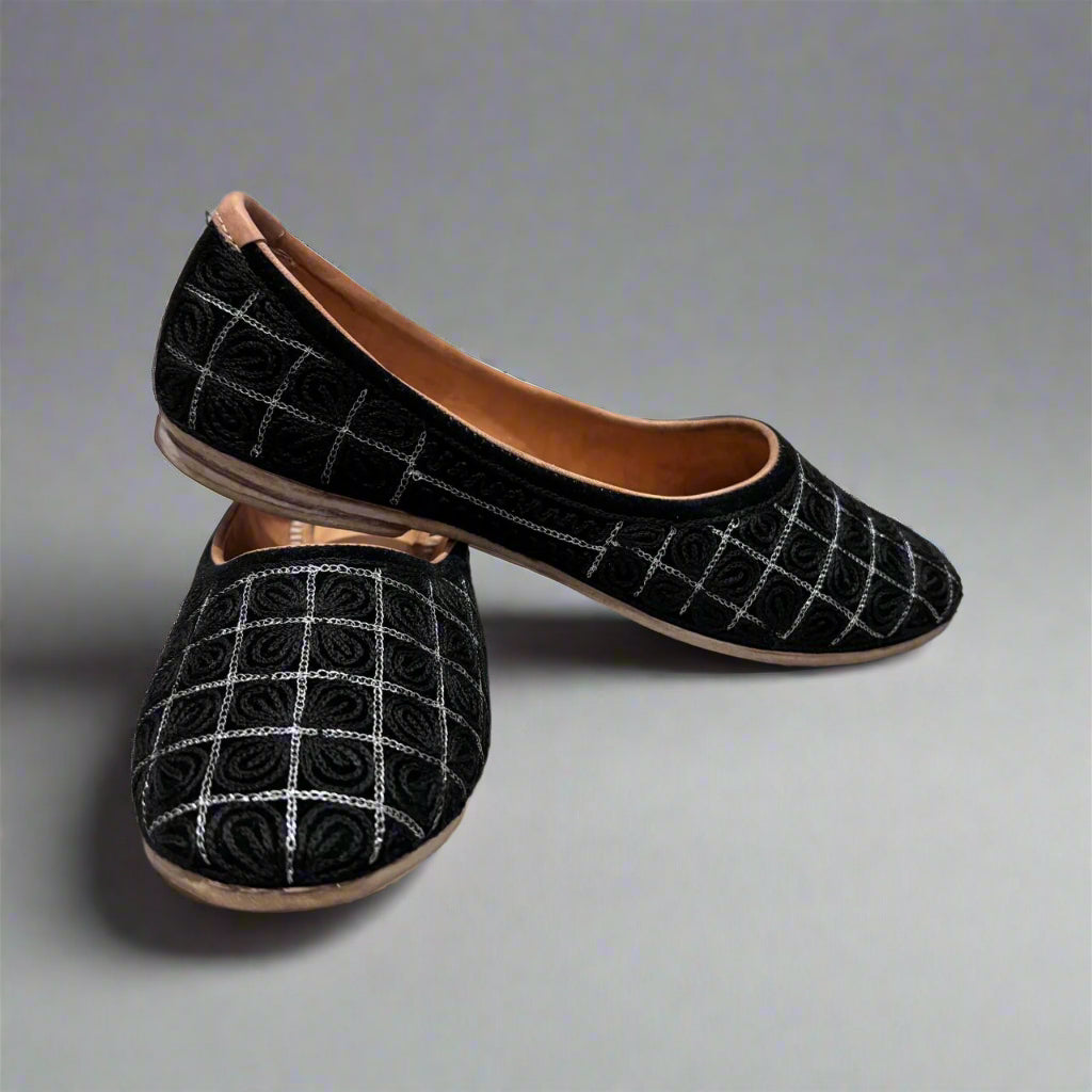 Black Leather Jutti for Women #WJ109