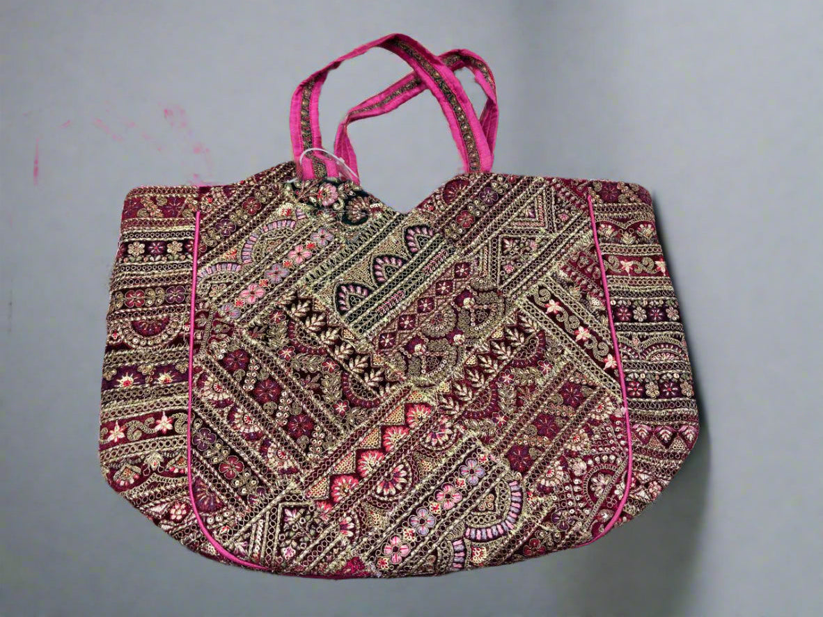 Multicolor Embroidered Bag with Embedded Beads #BT106